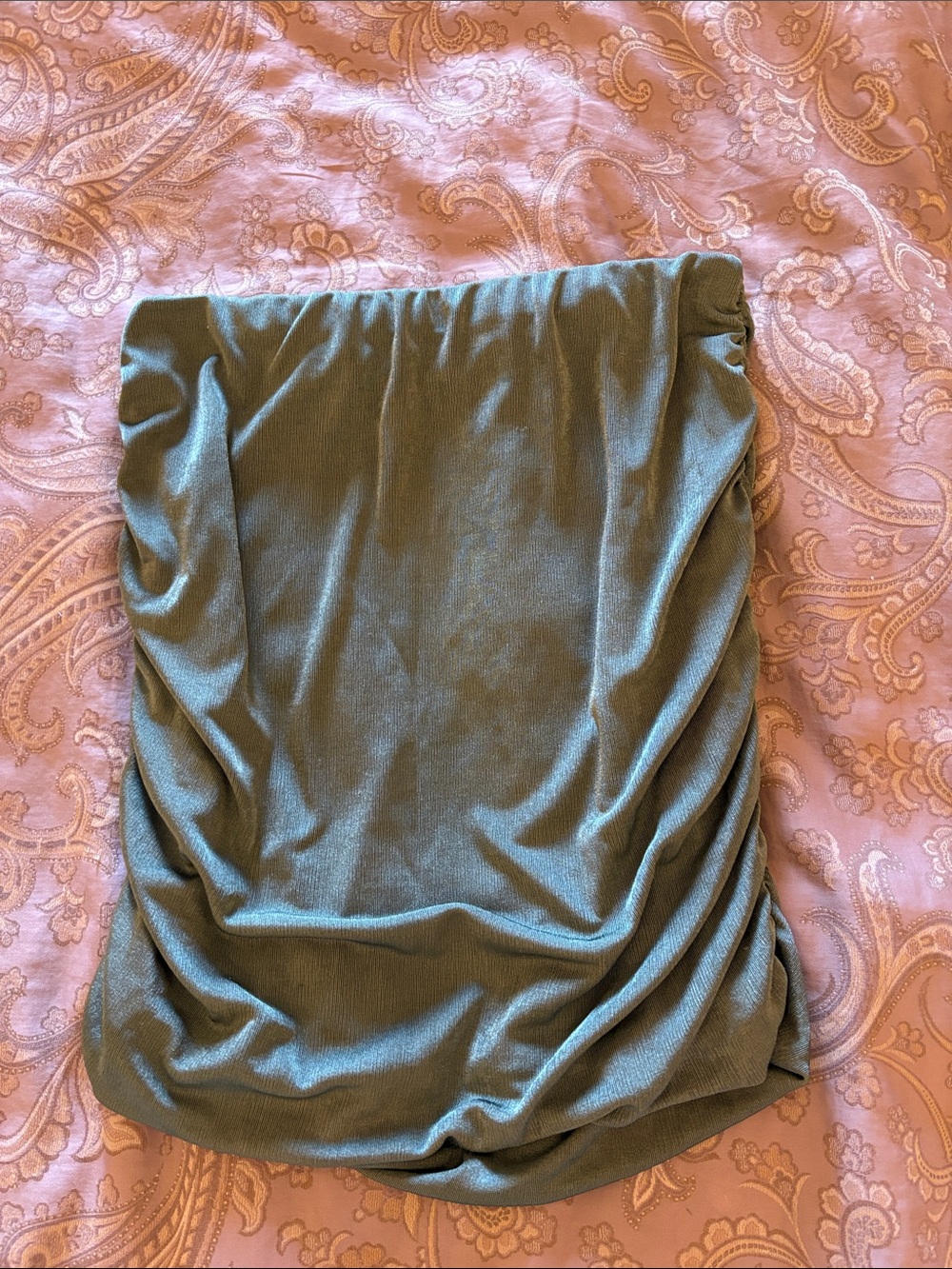 Le Lis Olive Green Ruched Mini Skirt